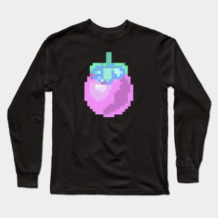 Mangosteen Pixel art, Cute Mangosteen fruit, Thai fruit Long Sleeve T-Shirt